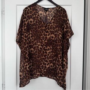 AUDREY LEOPARD PRINT COVER-UP IN BROWN